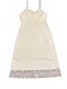 Vintage Ivory Lace Slip Dress with Adjustable Straps